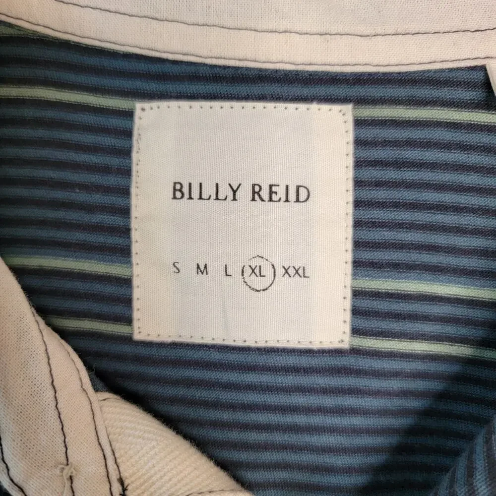 Billy Reid Polo 100% Cotton Stripes Mens XL Golf Preppy Business Casual Coastal
